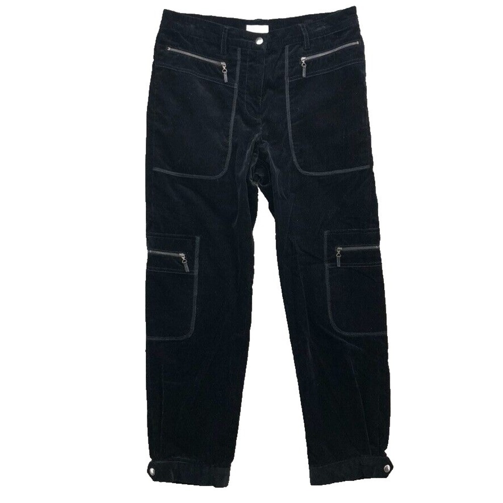 Gunex Corduroy Cargo Pants Womens 6 Black Straight Leg Grunge Retro 90s Goth